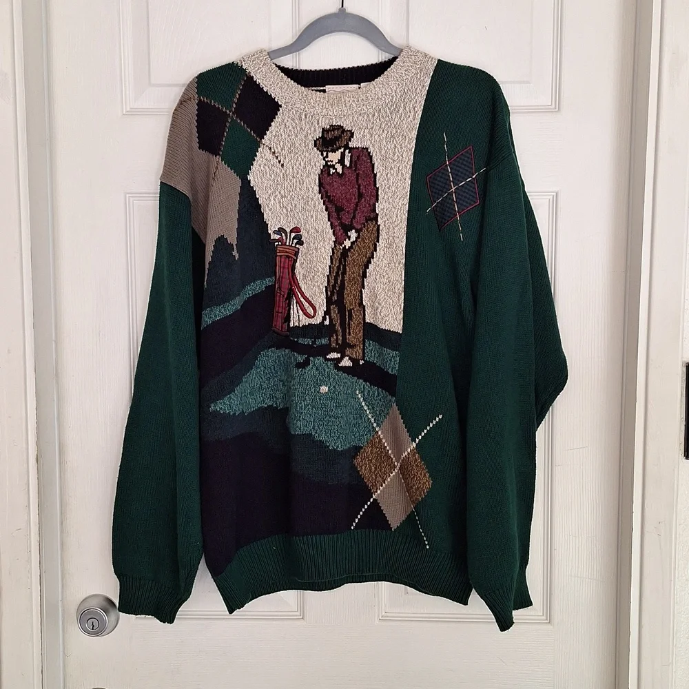 Cotton Traders Sport Vintage Golf Sweater Men Sz M
